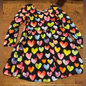 Girls long sleeve rainbow hearts dress 6-7 Tshirt dress